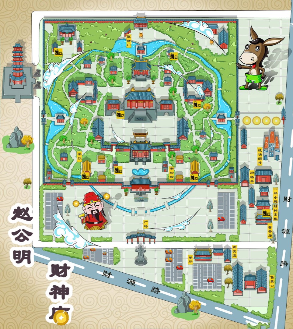 凤翔寺庙类手绘地图